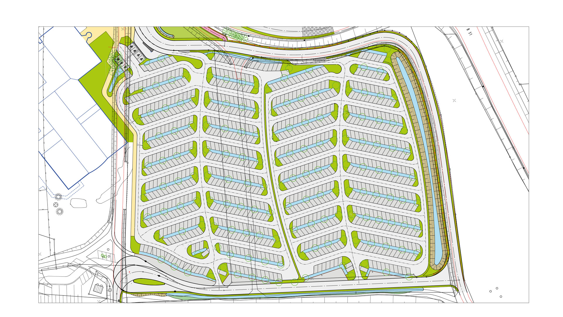 Erschließungsmaßnahme mit Parkplatz